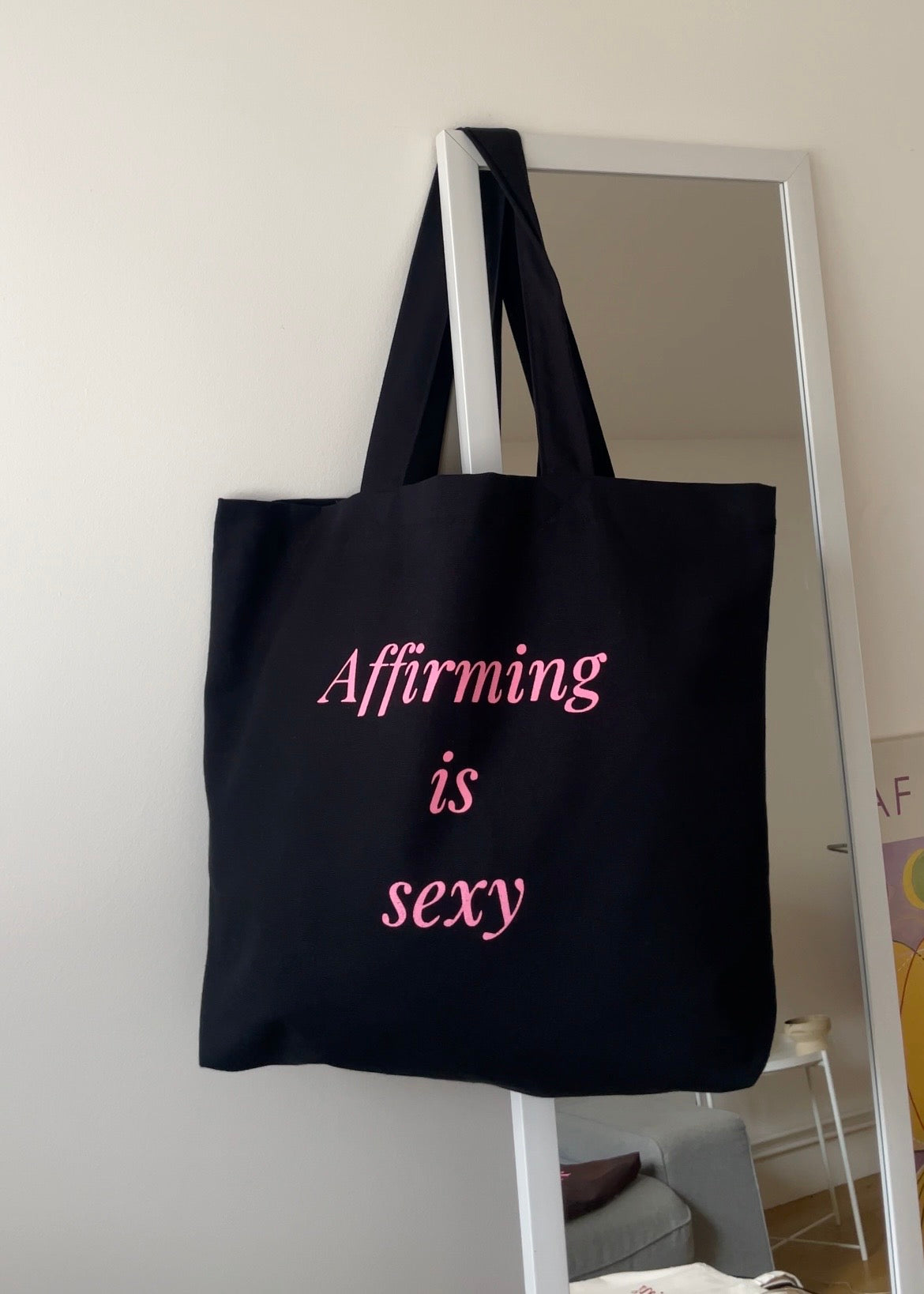 Big Tote Bag "Affirming is sexy" Black