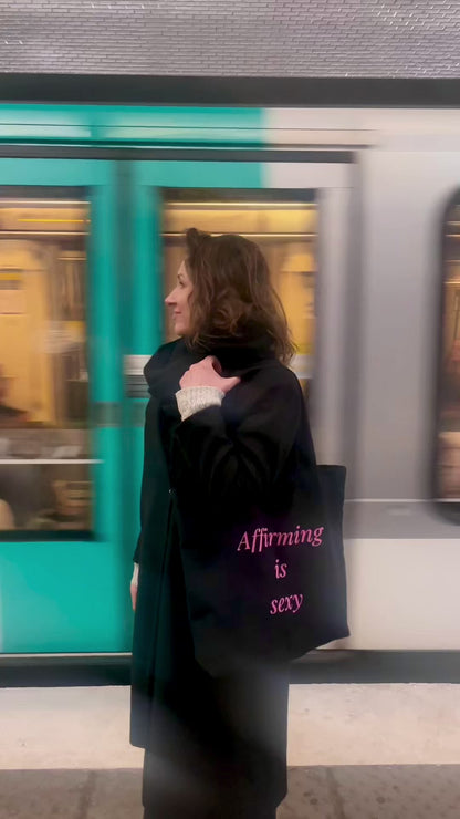 Big Tote Bag "Affirming is sexy" Black